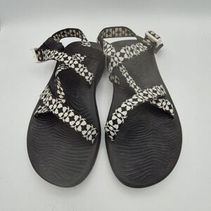 CHACO Women 10 Sport Sandal Black White Z Strap Hiking Outdoor